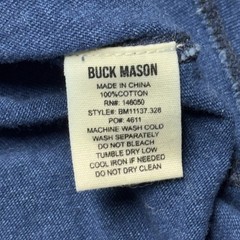 Buck Mason Long Sleeve Pocket Indigo Blue 00% Cotton Crew Neck Men XL BM11137