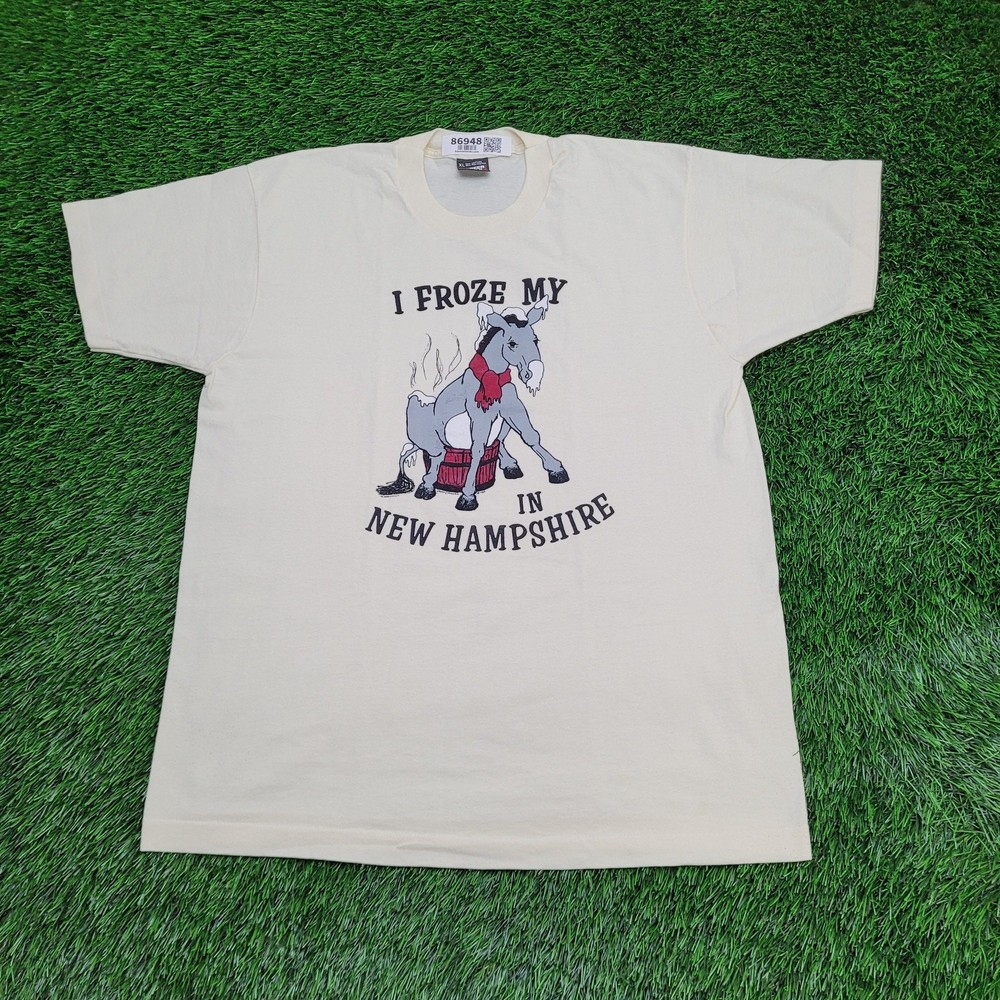 Vintage 1989 Funny Donkey Shirt Large 21×28 New-Hampshire