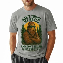 Sasquatch Beard T-Shirt Funny Retro Bigfoot Don’t Touch My Beard Humorous Tee