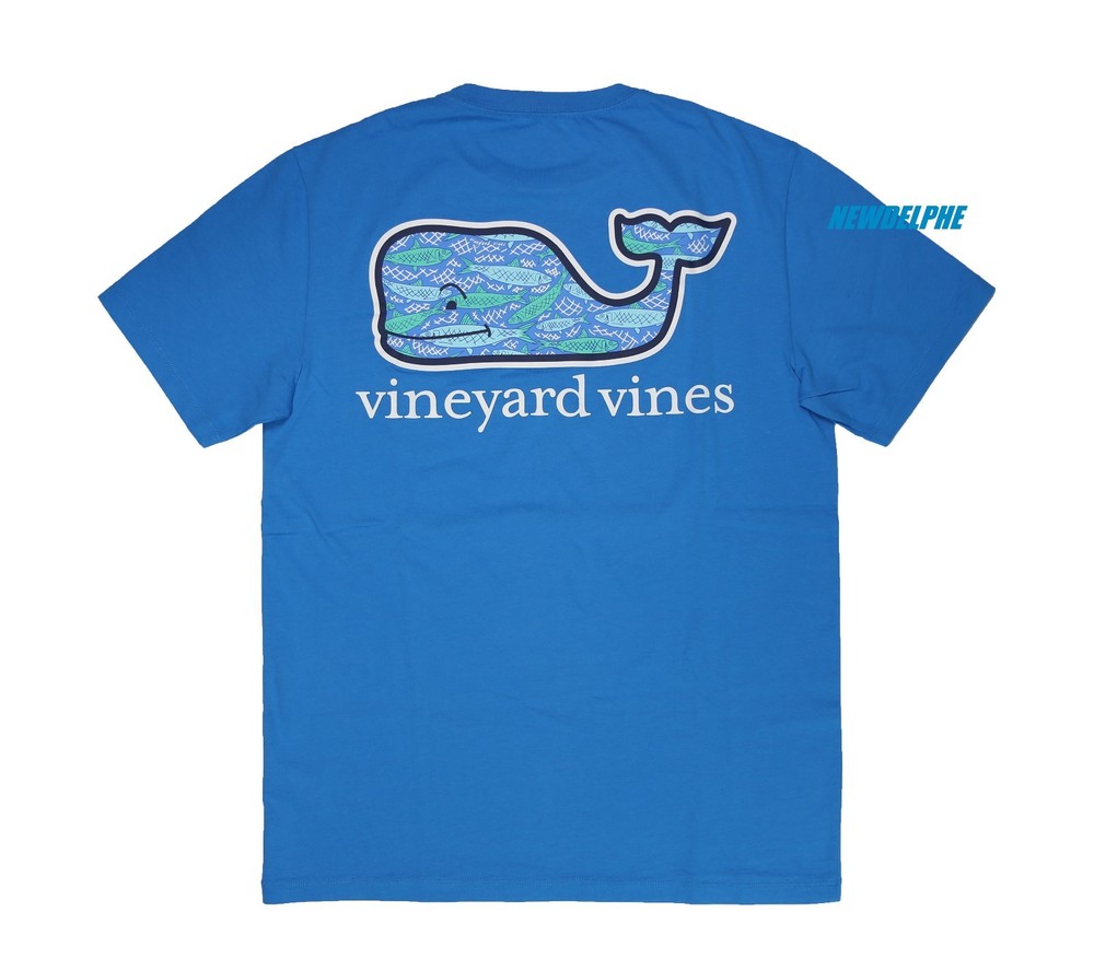 NWT Vineyard Vines Men Short Sleeve Pocket Crew Tee T-Shirt “FISH SCALES WHALE”