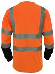 Hi Vis Safety T Shirt ANSI Class 3 Long Sleeve Reflective Tape with Black Bottom