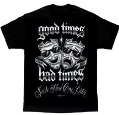 Play and Pay Faces Smile Now Cry Lowrider Chicano Art David Gonzales T-Shirt, Ch