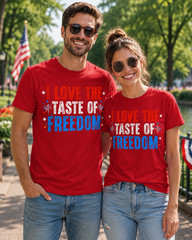 I Love The Taste of Freedom – Couples Matching 4th of July T-Shirt