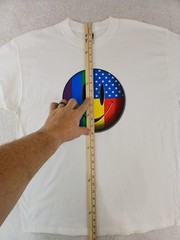 Vintage Y2K Smiley Face Shirt XL Fruit Of The Loom Rainbow USA Flag Graphic Tee