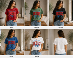America Needs Jesus Shirt Patriotic Christian Faith Bow Tee Cream Women