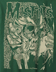 Misfits Devil Lock Skull Destructed T-Shirt Vintage Mineral Wash Green