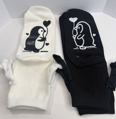 2 Pairs Holding Hands Socks, Magnetic Penguin Couple NEW