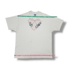 Vintage Hanes Beefy-t Crochet Heart Button Lace White 90’s T-Shirt Unisex XL