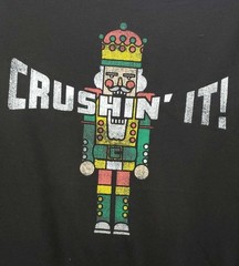 Men’s Large (42-44) Black “Crushin It” Nutcracker Christmas Short Sleeve T-Shirt