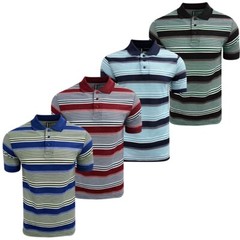 Men’s Short Sleeve Polo T-Shirt Stripe Pique Casual Regular fit Fashion Work Top
