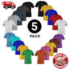 Mens Heavy Blend Plain T-Shirt 100% Cotton High Quality Short Sleeve 5 Pack Gym