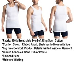 3 White 2XL 50-52 Inch A-Shirt Tanks Fruit Of The Loom 2EG 127-132 CM