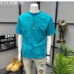 Men’s Premium Cotton Short Sleeve Tee Textured Casual Loose Fit Summer T-Shirt
