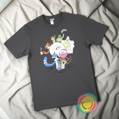 Regular Show T-Shirt Medium Heather Gray Port & Company Cartoon Network Graphic