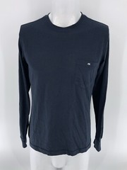The Normal Brand Pocket T-Shirt Long Sleeve M Navy Cotton Poly Rayon YGI U4-104