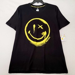 Smiley World Shirt Mens 2XL XXL BLACK GRAFFITI Street Art Skater Casual NWT