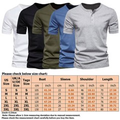 New Mens Henley Grandad Solid T Shirts Tee Summer Short Sleeve Casual Loose Tops