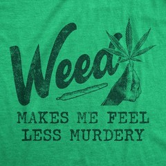 Mens Weed Makes Me Feel Less Murdery T Shirt Funny 420 Pothead Graphic Novelty