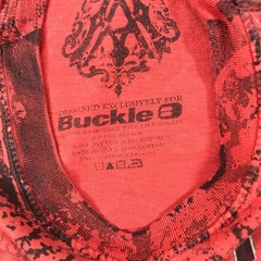 Archaic by Affliction Shirt Mens Small Red Black Double Sided Graphic Buckle Y2K