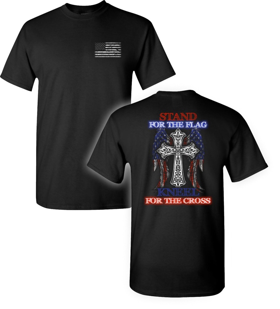 Stand For The Flag, Kneel For The Cross Screen Printed Graphic Unisex Shirt
