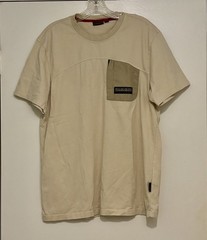 Napapijri Geographic Men Large Tan Beige Zipper Pocket 100% Cotton T-Shirt