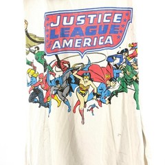 DC Comics White Blue 100% Cotton Justice League Graphic Customized Muscle Shirt