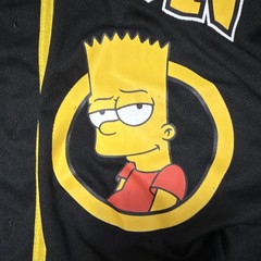Bart Simpson The Simpsons Mesh Jersey V-Neck T-Shirt Black/Yellow 4X