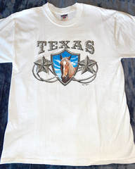 T-SHIRT UNISEX: “TEXAS” SINGLE HORSE PLAQUE BRAND NEW See Sizes in Description