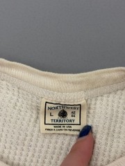 Vintage 80s Northwest Territory Thermal Shirt Cream Waffle Knit Long Sleeve L