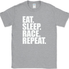 Eat Sleep Race Repeat T-Shirt Funny Racing Cars Trucks Bikes Gift Tee