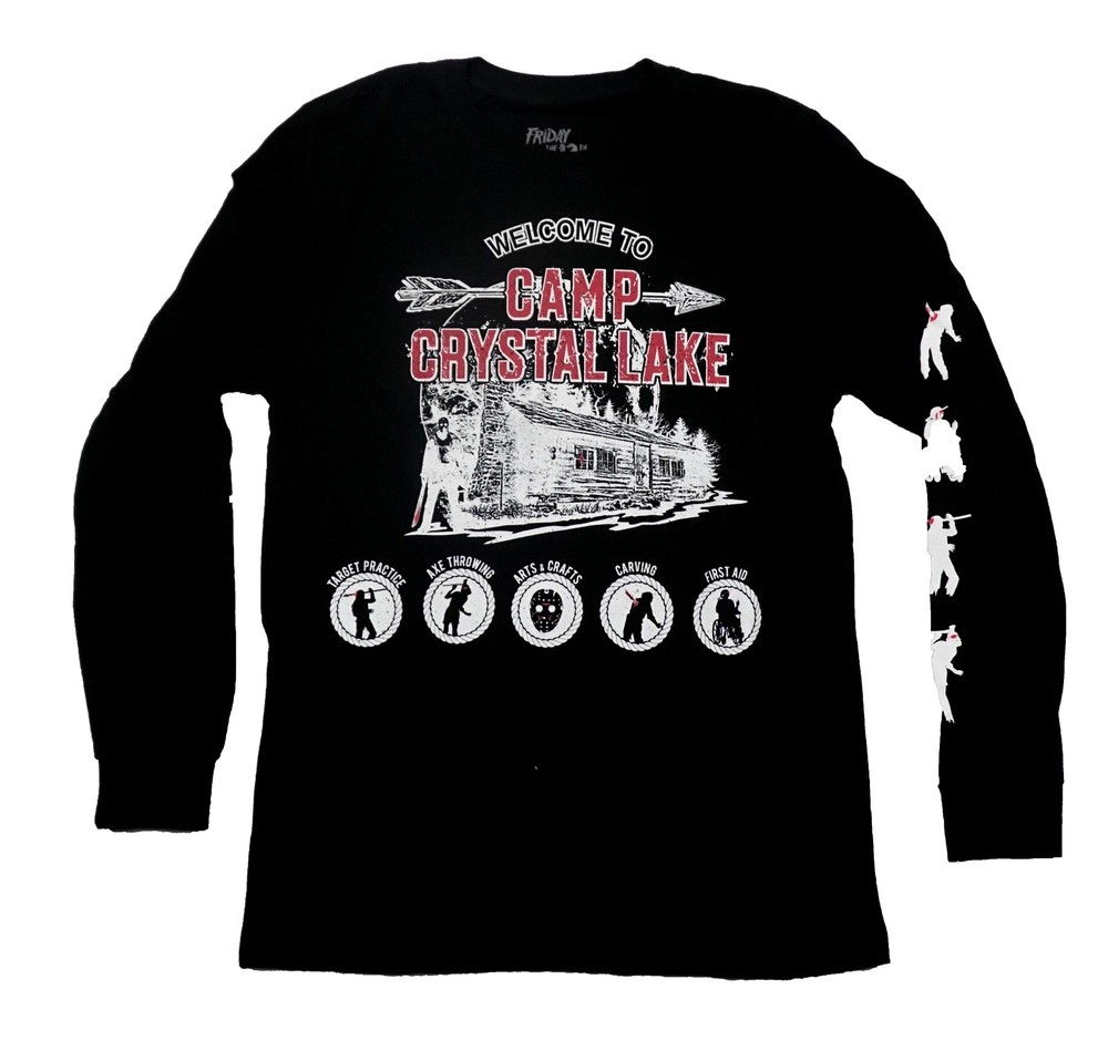 Friday the 13th Mens Long Sleeve T-Shirt – Camp Crystal Lake Cabin Camp