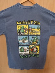 Weird Fish Six Pack Graphic Print T-Shirt, Blue, Men’s M Crew Neck Short Sleeve