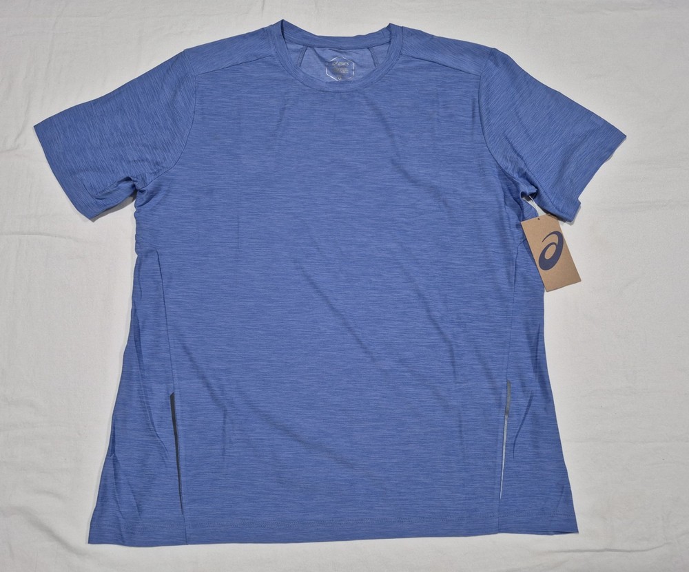 Asics Mens Tech M Knit Spacedye Blue Training Tee running shirt SZ Large