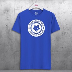 Foxes Never Quit Blue Organic Cotton T-shirt for Fans of Leicester City Gift