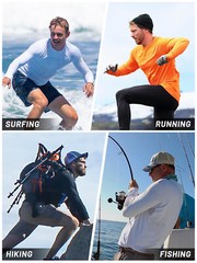 Summer Men’s UV Shirts UPF50+ Outdoor Fishing Water Sport Performance T-Shirts