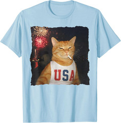 July 4th Patriotic Funny Cat Smoking Cigarette 250 Years Cute Lover T-Shirt