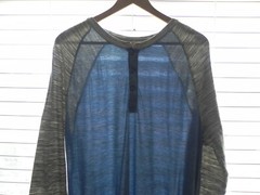 Lularoe Henley T-Shirts Cotton Blend Color Contrast Long Sleeve Hi-Low Size L