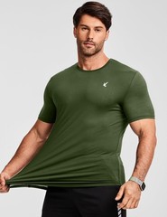 Mens Summer Short Sleeve T-Shirt Muscle Slim Fitted Henley Shirt Crewneck Lon…