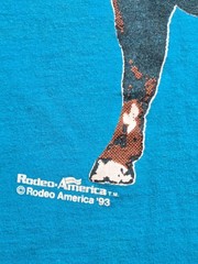 Vintage Rodeo America T Shirt Mens Large Teal Blue 90s Single Stitch Anvil USA