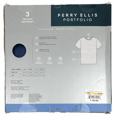 Perry Ellis Portfolio 3 Pack Gray/Blue/Blk Crew Neck T-Shirts Soft Touch Size S