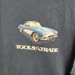 Vintage Corvette Shirt Mens XL Blue Tools Trade Graphic Classic Car Muscle 90s