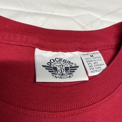 Vintage 90s Hipster T-Shirt Mens Medium Red Pocket Tee Blank Dockers USA Made