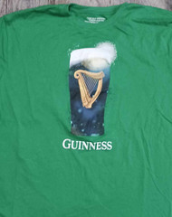 Guinness T-Shirt Tee Mens Large Green Solid Graphic Short Sleeve 100% Cotton