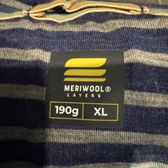 Meriwool Light Base Layer Men’s XL Blue “Sea” Stripe 190 Henley Long Sleeve NEW
