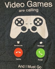 Video Games Are Calling And I Must Go Graphic T Shirt Men’s 3XL Gray Gamer Tee
