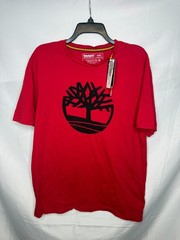 NWT Timberland Mens Red Crew Neck Regular Fit Kennebec River Tree Logo T-Shirt M