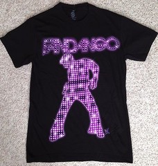 FANDANGO WWE T-SHIRT Black&Purple/Pink Disco Neon-Light Wrestler Big Logo MEN SM