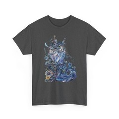 Mystical Maine Coon Shirt, – Cat Lover Gift, Moonlit Floral Fantasy Tee,
