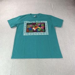 Vintage Costa Rica Shirt Mens Medium Blue Indios Kuna Yala Parrot Bird Graphic