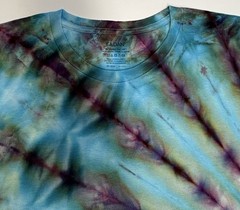 Handmade Ice Tie Dye Adult T-Shirt Unisex Size XL Blue Fan Folded Gildan Tee NEW